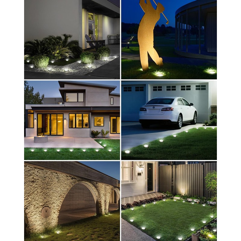 btfarm 10 Pack Solar Lights Outdoor, 8 LED Solar Ground