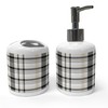 Ambesonne Beige Tan Soap Dispenser & Toothbrush Holder Set, Plaid