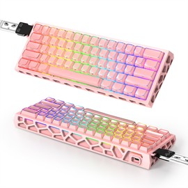 BOYI H60Pro Magnetic Switch Gaming Keyboard,60% Hollow Aluminum Hall Effect Rapid Trigger Hot-Swap 8K Polling Rate 0.01mm RT RGB Wired Mechanical Keyboard(Pink Crystal Jelly PBT Keycaps)
