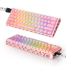 BOYI H60Pro Magnetic Switch Gaming Keyboard,60% Hollow Aluminum Hall Effect Rapid Trigger Hot-Swap 8K Polling Rate 0.01mm RT RGB Wired Mechanical Keyboard(Pink Crystal Jelly PBT Keycaps)