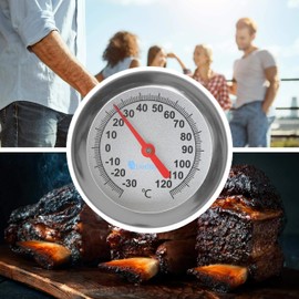 Lantelme Smoker Oven Thermometer 120 °C Degree Stainless Steel with 30 cm Probe for Smoker Cabinet Smoking Barrel Smoking Thermometer Analogue as Accessories for Wood Gas Electric Grill Fish and Meat