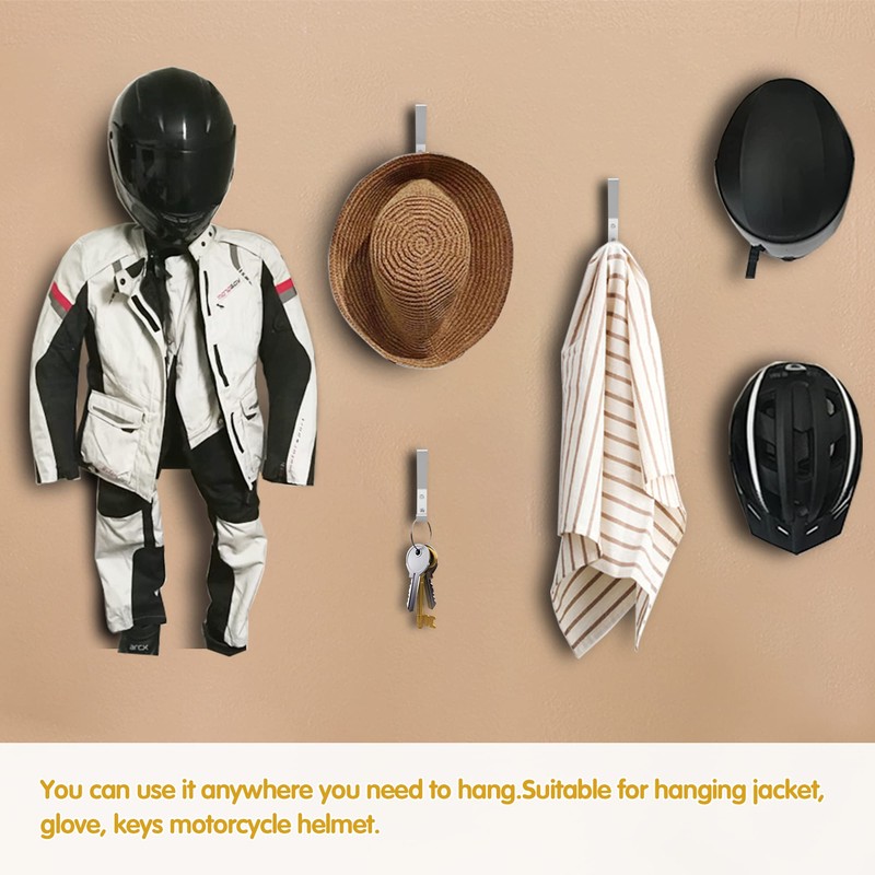 Deloky 4 Pack Motorcycle Helmet Holder Hook -Jacket Bags Wall
