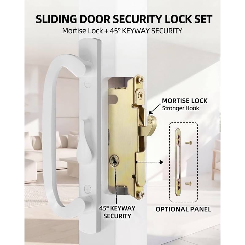 Keyed Sliding Patio Door Handleset, 45° Keyway, 3-15/16" H.C., Fits