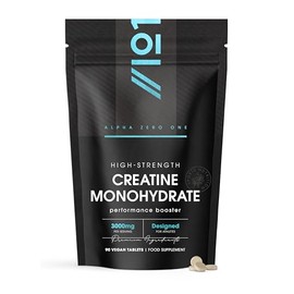 Creatine Monohydrate 3000mg – 90 Vegan Tablets – Proven to Increase Physical Performance – Resealable and Recyclable Pouch by Alpha01