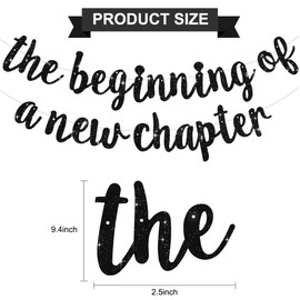 DecoGlee The Beginning of A New Chapter Black Glitter Leaving Party Decorations Happy Retirement Supplies Party Sign Garland Graduation Banner