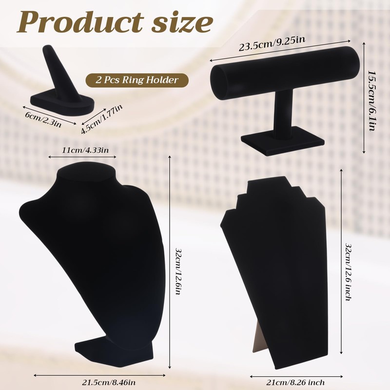 Leinuosen 5 Pcs Velvet Jewelry Display Set for V-shaped and