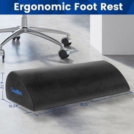 CloudBliss Foot Rest for Under Desk at Work,Office Desk Accessories with Soft Foam and Washable Removable Cover, Foot Stool for Office, Car, Home to Foot Support and Relax Ankles, Gray, Long