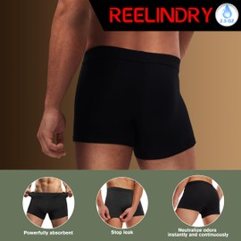 REELINDRY Incontinence Underwear for Men Leak Proof High Absorbency 2.3 oz Bladder Control Urine Protection Boxer Briefs Washable Reusable 3 Pack (3 Black, 5XL)