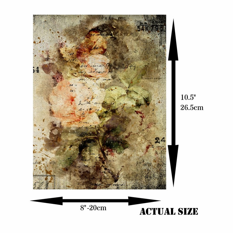 Distressed Bouquet Rice Paper 8" x 10.5" - 6 x