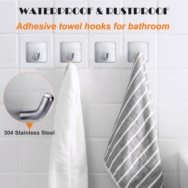 Heavy Duty Adhesive Towel Hooks Stick on Towel Hanger Wall