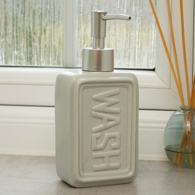 Embossed WASH Soap Dispenser 300ml Ceramic Lotion Bathroom Kitchen Accessories