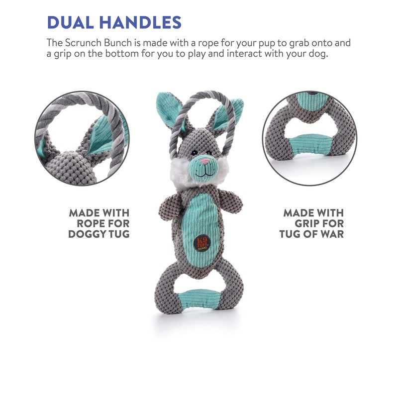 Charming Pet Scrunch Bunch Bunny Interactive Plush Squeaky Dog Tug