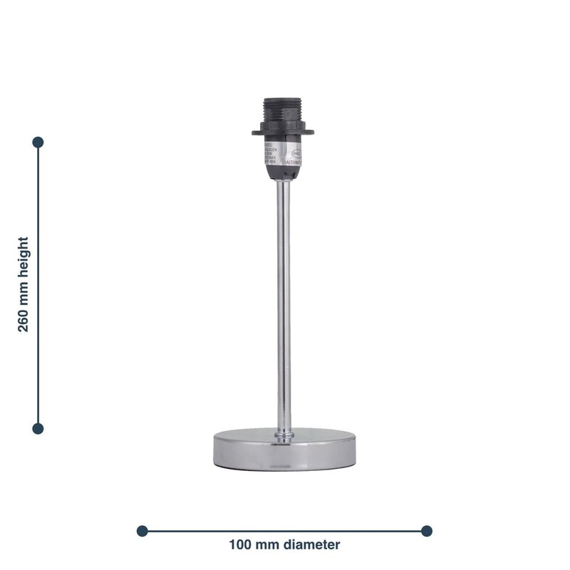 Polished Chrome Table Lamp or Bedside Light Base, Modern Design,