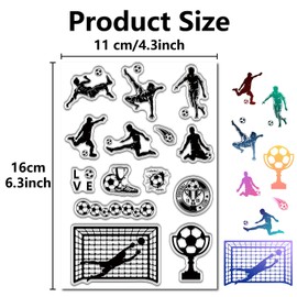 CRASPIRE Football Clear Stamps Soccer Athletes Football Cup Fences Reusable Retro Transparent Silicone Stamp Seals for DIY Scrapbooking Supplies Journaling Card Making Album Decoration Craft