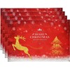 WAZAIGUR Placemats Christmas Table Mats with Reindeer and Tree on
