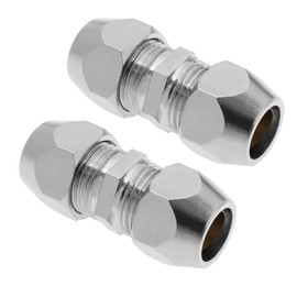 VGOL 2 x 8 mm Double Sleeve Pipe Fitting Straight Compression Fitting Adapter Nickel-Plated Copper Air Conditioning Pipe Coupling Adapter