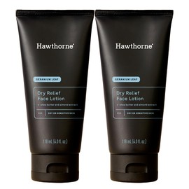 Hawthorne Men's Ultra Moisturizing Dry Relief Face Lotion For Dry, Sensitive Skin. Made With Shea Butter and Almond Oil. Natural Ingredients, Vegan, Sulfate Free. 2-Pack, 4 Fl. Oz. Each