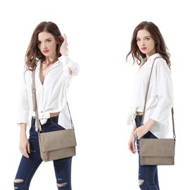 Gladdon Women's Shoulder Bag, Shoulder Bag with Zip, Crossbody Bag, Leather Handbag, Small, Daypack, taupe, structured shoulder bag