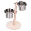Bird Perch Stand Wooden Parrots Stand with Stainless Steel Feeding