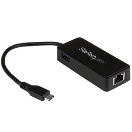 StarTech.com USB C to Gigabit Network Adapter with Extra Port - Thunderbolt 3 Compatible - Black
