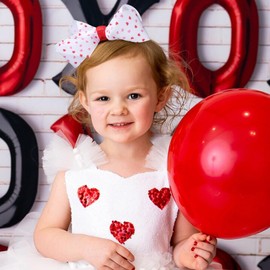 Oaoleer 2PCS Valentine's Day Hair Bows for Girls, Pink Bows Hair Alligator Clips Hair Barrettes for Baby Girls Infants Toddlers Kids Teens Children