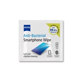 ZEISS Anti-Bacterial Smartphone Screen Wipes, for Computers, Cameras and Binoculars, Individually Packed Single Use Disposable Cloths in Sachets, 70 Percent Alcohol, White, One Size
