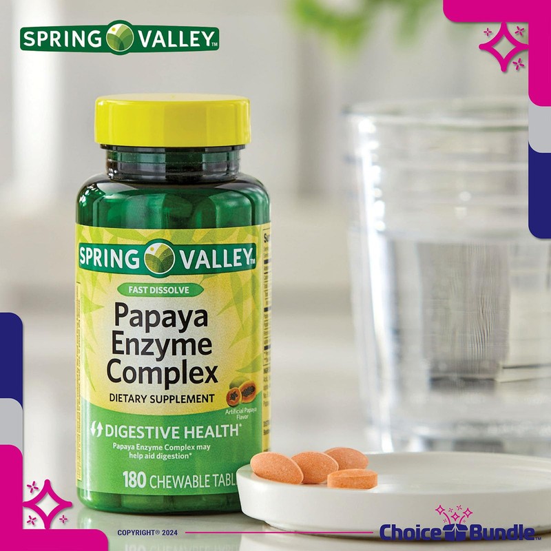 Choice Bundle Spring Valley Papaya Enzyme Complex Chewable Tablets Dietary