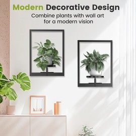 Xtsuen Picture Frame Wall Plant Holder, Plant Stand Indoor Metal Window Plant Shelves for Multiple Plants Home Decor Wall Decor for Home, Office, and Garden