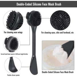 Cepillos De Limpieza Facial De Silicona 4 En 1, Paquete De 4, Exfoliantes Faciales De Silicona De Doble Cara, Para El Cuidado Facial Y Masaje (Negro)