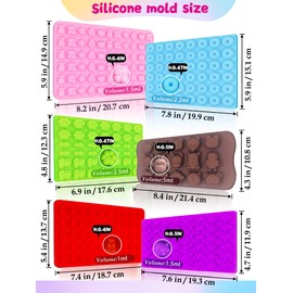 117 Pcs Gummy Bear Mold Silicone,with Candy Recipes、Droppers and Wrappers Card,Non-Stick Food Grade Chocolate Candy Gummy molds，Including Mini Dinosaur, Bear, Animals, Fruits and Mini Donut Molds