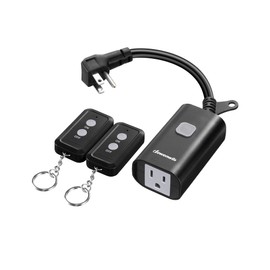 DEWENWILS Outdoor Remote Control Outlet, 15A Wireless Remote Control Switch, 100FT Control Range&14AWG SJTW Power Cord, for Outdoorfor Christmas Light, 2 Remote Controls+1 Outlet