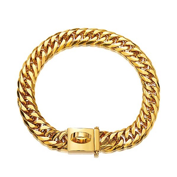 Gold Dog Chain Collar Walking Metal Choke Collar with Design