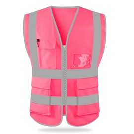 HYCOPROT High Visibility Safety Reflective Vest with Pockets and Zipper, Meets ANSI/ISEA Standards