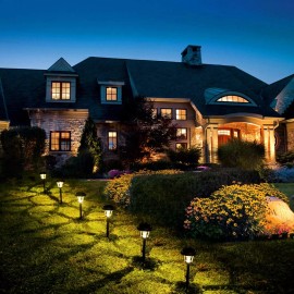 DERAYSION 6 Pack Outdoor Glass Lights Solar Pathway Garden Yard Landscape Driveway Lights