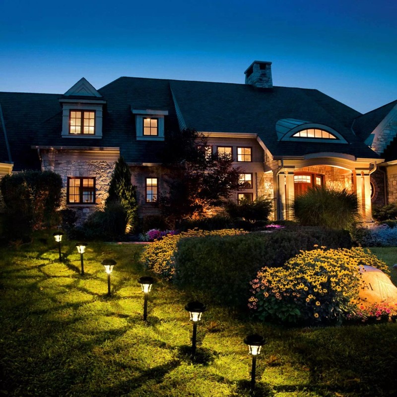 DERAYSION 6 Pack Outdoor Glass Lights Solar Pathway Garden Yard