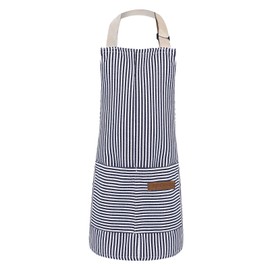 JJUNW Children's Apron with Pockets, Adjustable Cooking Apron Children for 4-13 Years Kitchen Apron Painting Apron for Boys and Girls, Apron Children for Kitchen Cooking Baking Painting, blue striped