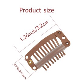 20 Pieces Hair Extension Clips, Snap 9 Teeth Stainless Steel Clips for Wigs, Hair Bangs, Hair Toppers, Toupees with Needle and Thread Kit (Light Brown)