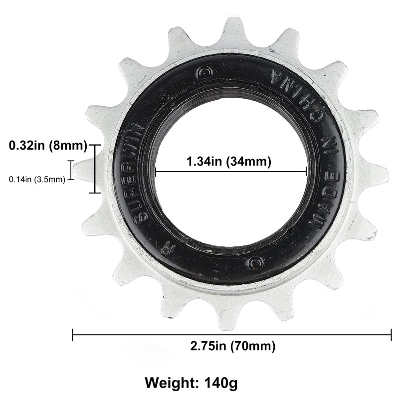 Hycline Single Speed Bicycle Freewheel 16T, Bike Freewheel-BLACK-SILVER