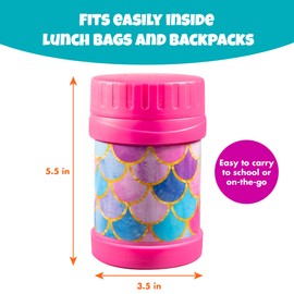 Bentology - Termo aislado de acero inoxidable de 13 onzas para niños, sirena - Tarro grande a prueba de fugas para alimentos calientes o fríos, sopas, líquidos, sin BPA, cabe en la mayoría de loncheras y bolsas