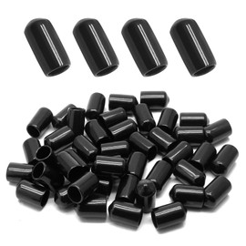 Bonsicoky 60 Pcs Round Rubber End Caps, 3/8" (9.5mm) ID Vinyl Flexible Screw Thread Protectors Screw Bolt End Protectors for Metal Tubing Rod Bolt, Black