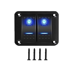 MIIGII 2 Gang Rocker Switch Panel with 5 Pin On Off Toggle Switch 12V/ 20A 10A/ 24V, Waterproof Aluminum Switche Bracket for Car Truck Marine Boat RV