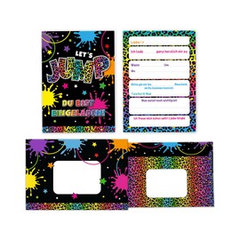 Minkocards 8 Invitation Cards Including 8 Envelopes for Children's Birthday Girls Jump Trampoline Batut Invitations for Girls' Birthday Invitations