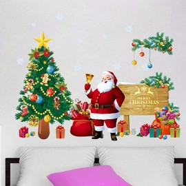 LIOOBO Merry Christmas Window Clings Decal Stickers Xmas Santa Window Stickers Decal