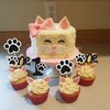Gyufise 24Pcs Dog Paw One Cupcake Toppers Glitter 1st Birthday