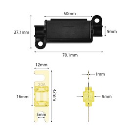 TopHomer Fuse for Fuse Holder and 2 Pieces Blade Fuse, 12 V Waterproof Midi Fuses, Screwed, High Current, with Thermally Shrinkable Terminals for Car, Truck, Motorhome, 20 A