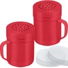 CUSINIUM 6oz Red Stainless Steel Salt Pepper Dredge Shakers -