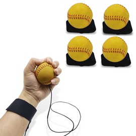ZUYEE 4/8 Pack Wrist Return Balls Baseballs on a Elastic String with Wristband - Perfect for Kids, Teens & Adults - Fun Sports Gift for Wrist Exercise Hand-Eye Coordination & Rebound Practice Yellow