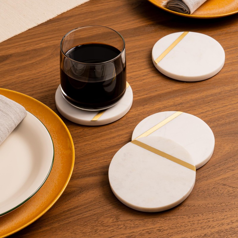 Cork & Mill Marble Coasters Set of 6 - Luxury