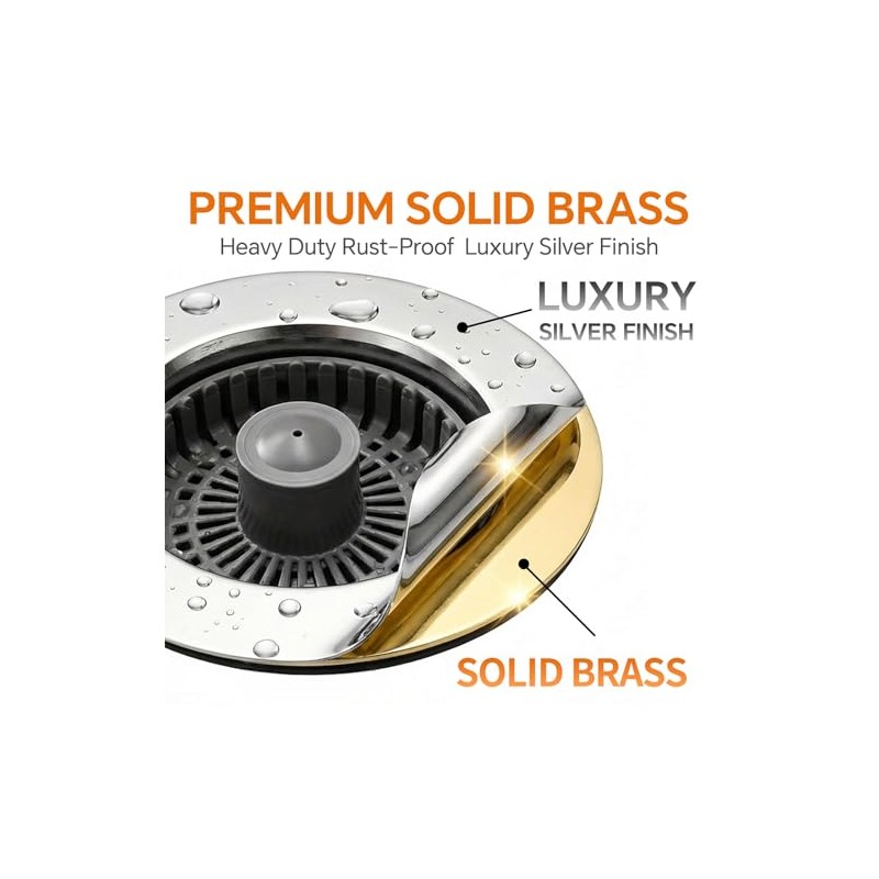 Solid Brass Body 3-in-1 Kitchen Sink Drain Strainer & Stopper,