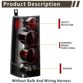 MiKaFex Tail Light Halogen Compatible With 2003-2023 Chevy Express GMC Savana Van 1500 2500 3500 Driver and Passenger Side Rear Brake Lamps (Black)